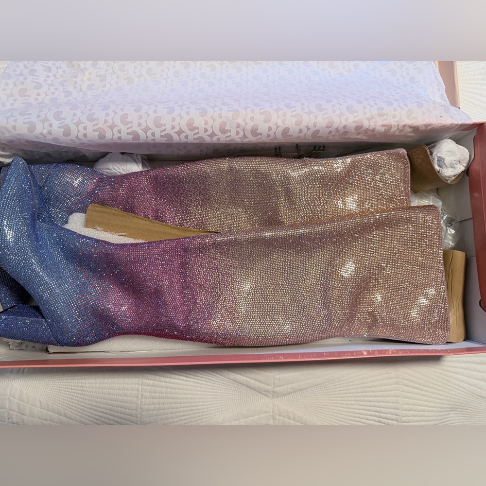 Gianni Bini Sparkle Ombre Over-the-Knee Boots in Pink & Blue - Picture 3 of 6